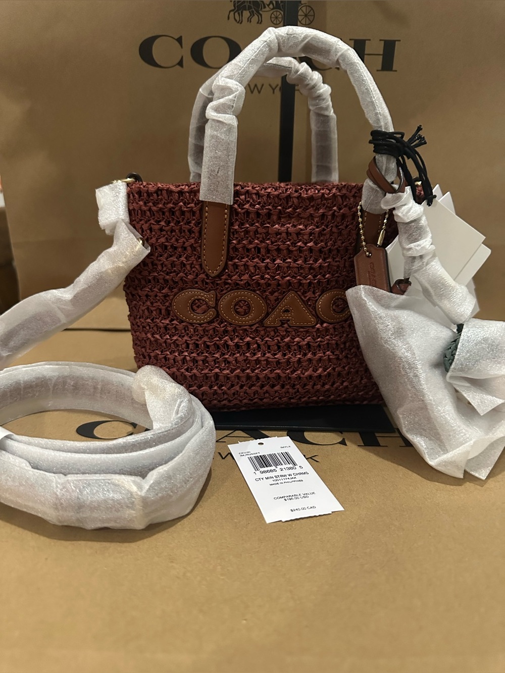 Coach City Mini Tote Bag With Charms CEU30 - Picture 6 of 9